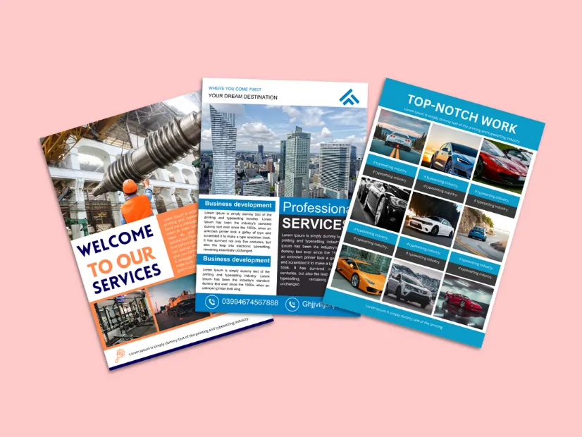 three samples of sell sheet, sales sheet, one pager