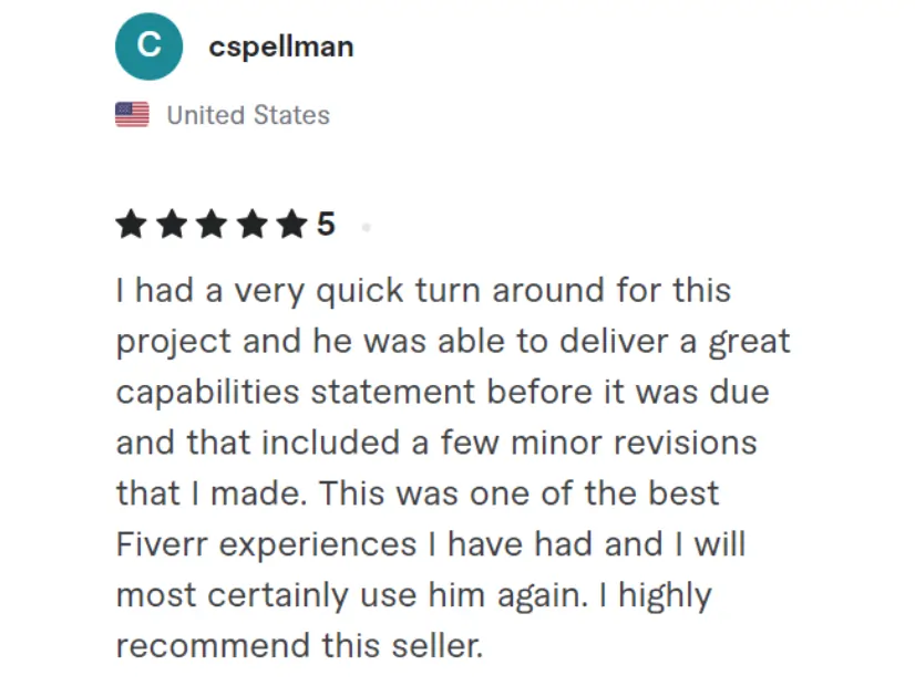 client review on capability statement design
