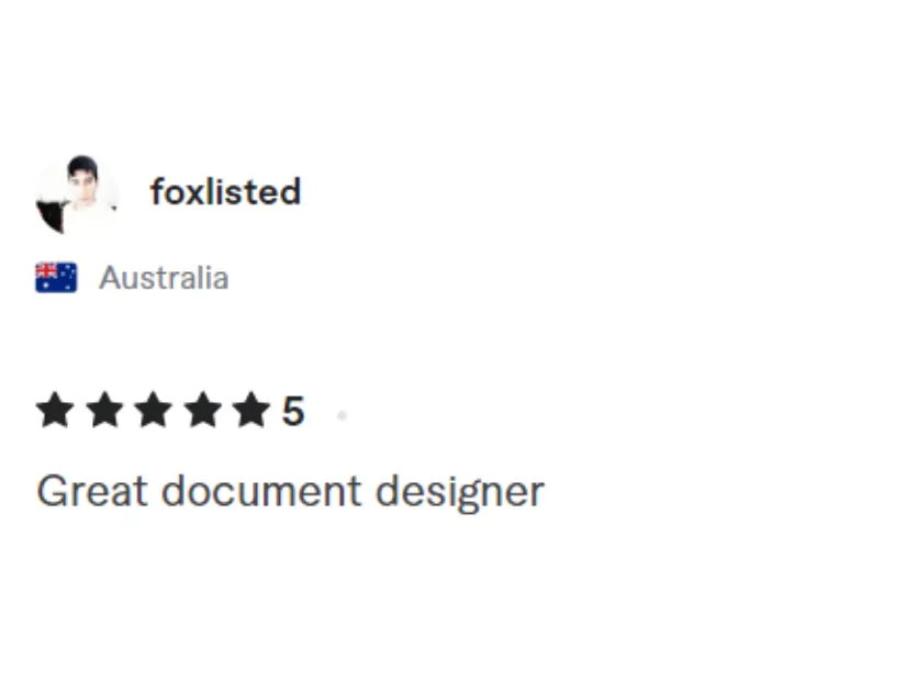 Australian client review screenshot